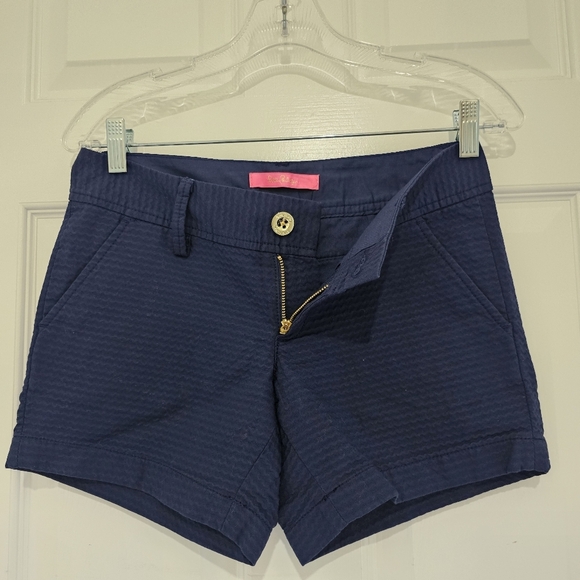 Lilly Pulitzer Callahan Shorts True Navy Jacquard Wave Size 00 - Picture 4 of 15